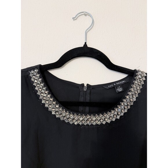 Zac&Rachel Black Beaded Neckline Sleeveless Pullover Blouse Size Large - Picture 2 of 5